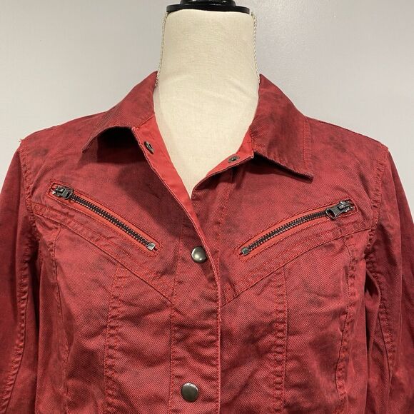 ROCK & REPUBLIC S Jacket Red Ombre Snap Front Western Moto Y2K Rock Festival - Picture 2 of 16